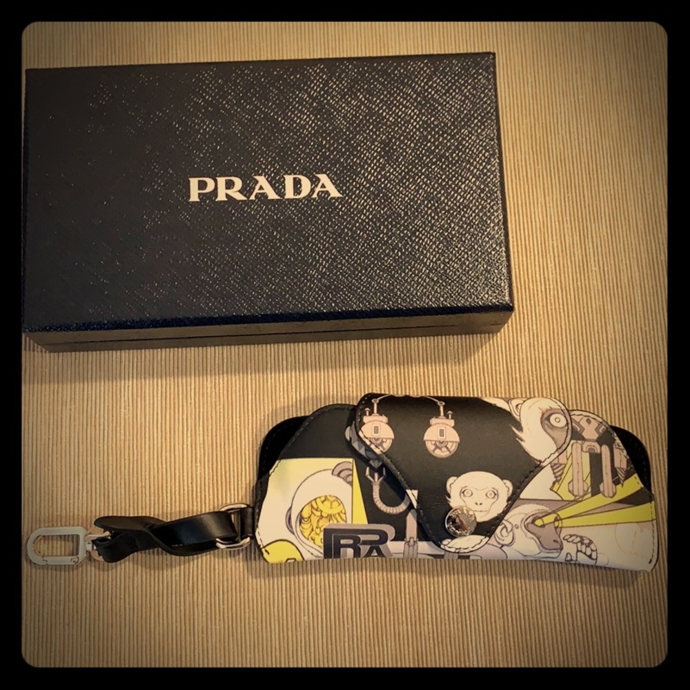 Prada Vitelli Monkey Eyeglass Case Black/Yellow